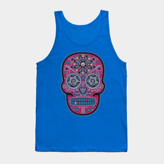 Mexican Sugar Skull Masochistic Black Cherry Tank Top by DanielLiamGill